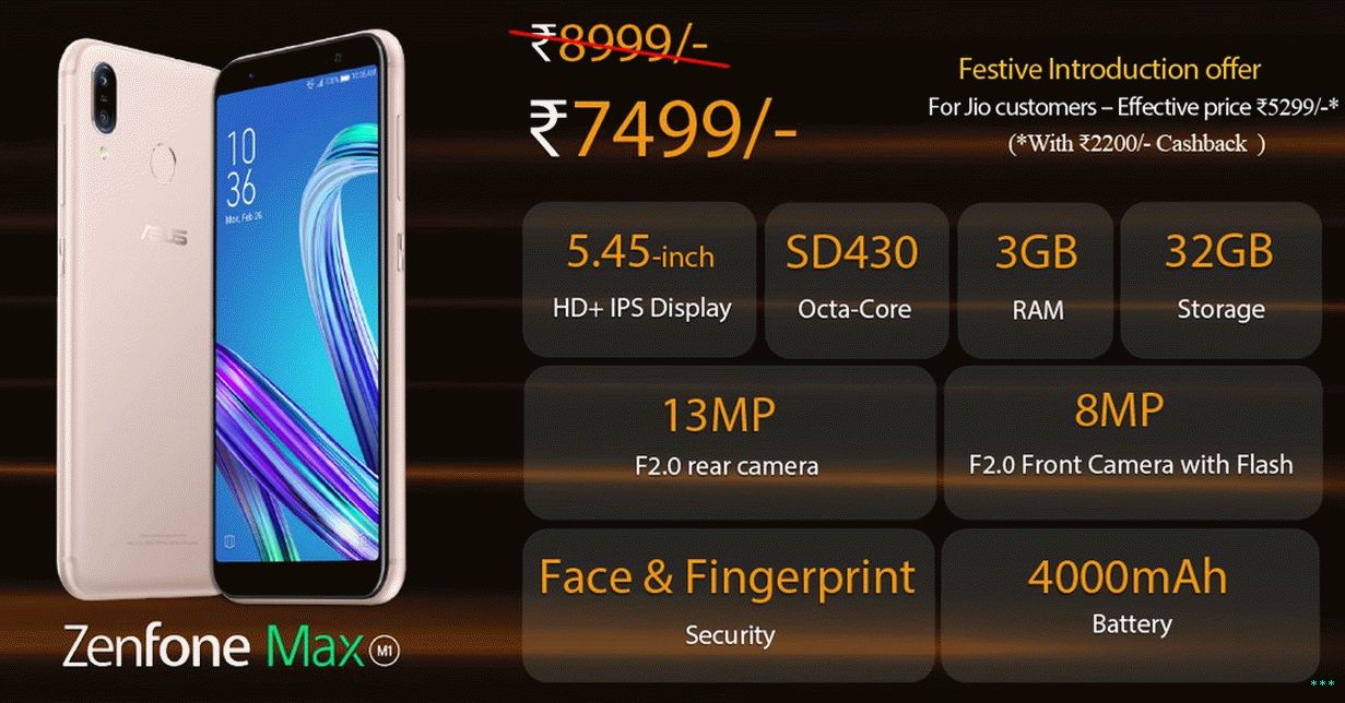 ज़ेनफोन मैक्स एम 1 स्पेक्स