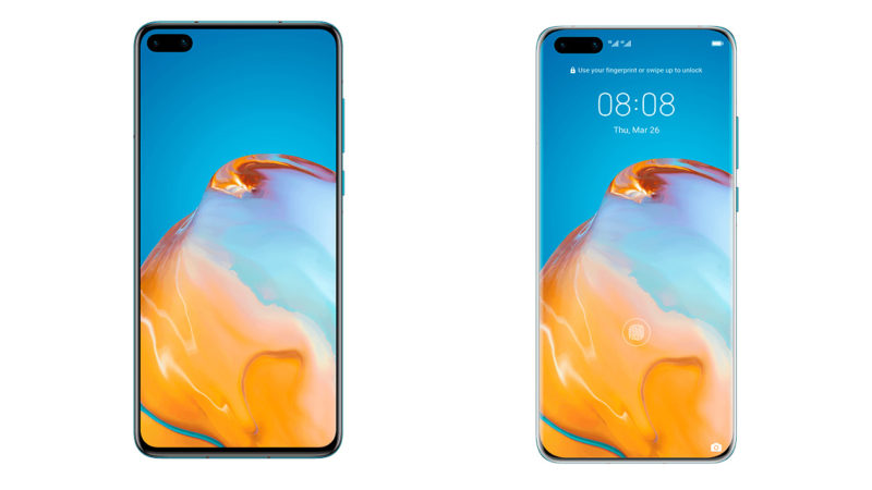 हुआवेई P40 प्रो (बाएं) और Huawei P40 (दाएं)