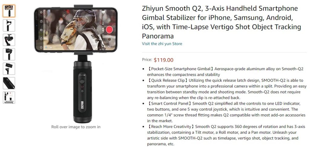 क्रमशः $ 107 और $ 94 के लिए बिक्री पर Zhiyun चिकना Q2 Gimbal और चिकना 4 Gimbal